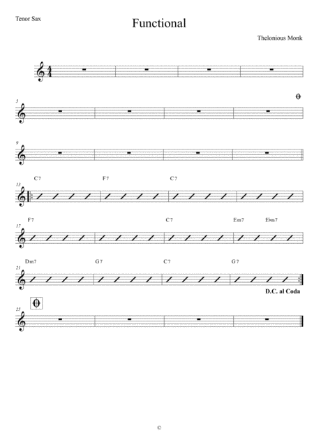 Functional Tenor Sax Sheet Music