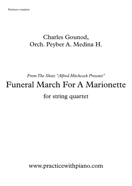 Free Sheet Music Funeral March For A Marionette For String Quartet Alfred Hitchcock Presents Theme