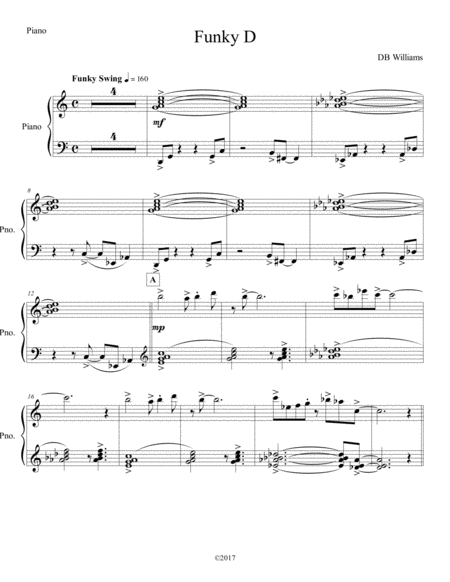 Free Sheet Music Funky D Piano