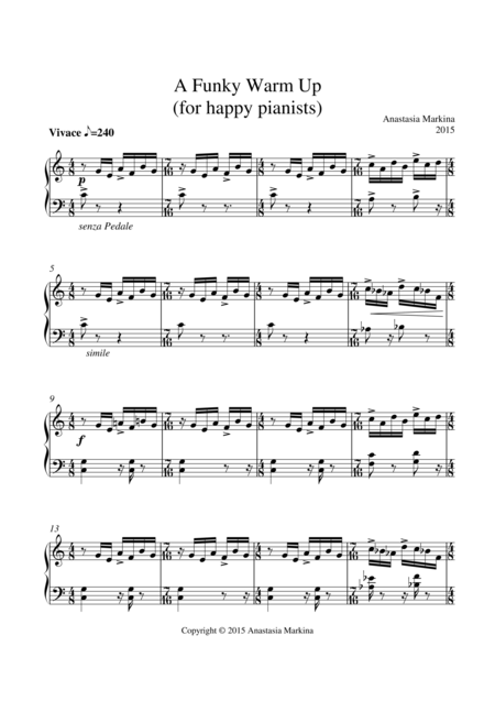 Free Sheet Music Funky Warm Up For Happy Pianists