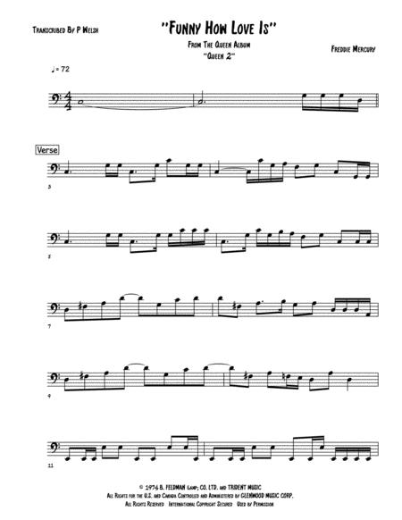 Free Sheet Music Funny How Love Is Bass Guitar