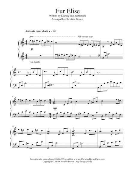 Fur Elise New Age Arrangement Sheet Music