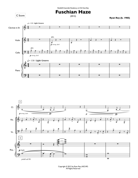 Free Sheet Music Fuschian Haze Score Parts