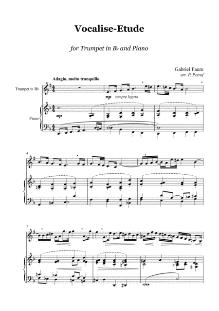 Free Sheet Music G Faure Vocalise Etude Trumpet And Piano