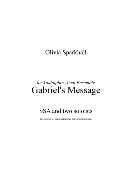 Gabriels Message With Piano Accompaniment Sheet Music