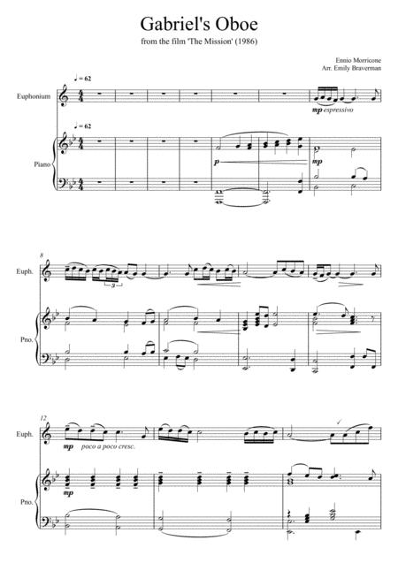 Gabriels Oboe For Bb Euphonium And Piano Sheet Music