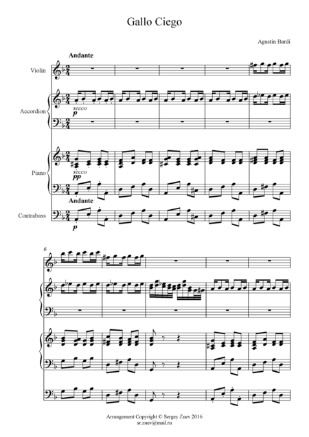 Gallo Ciego Quartet Sheet Music