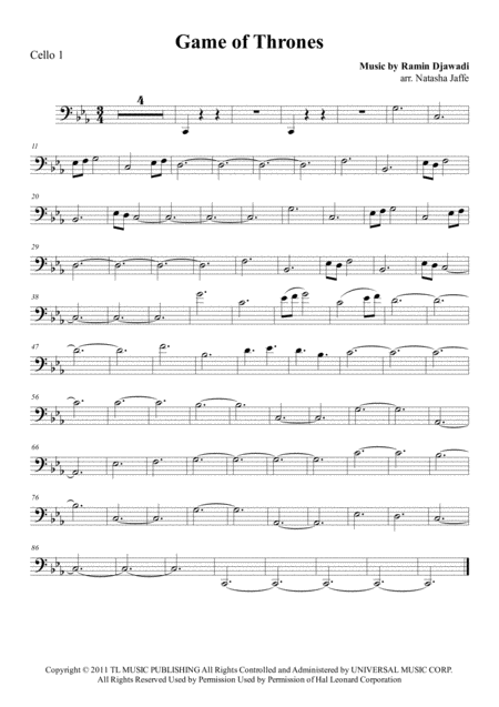 Free Sheet Music Game Of Thrones 4 Cello Ensemble