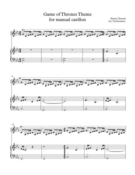 Free Sheet Music Game Of Thrones For Manual Carillon In Eb