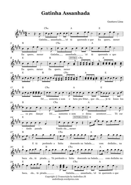 Gatinha Assanhada Gustavo Lima Partitura E Cifra Sheet Music