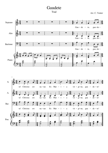 Free Sheet Music Gaudete Christus Est Natus