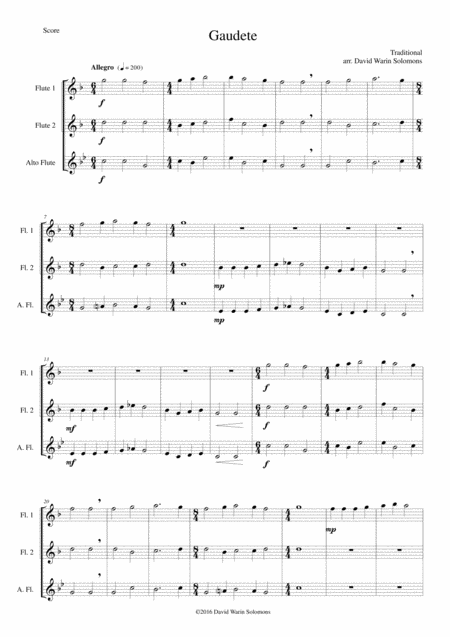 Gaudete For Flute Trio Sheet Music