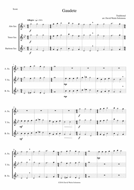 Gaudete For Saxophone Trio Sheet Music