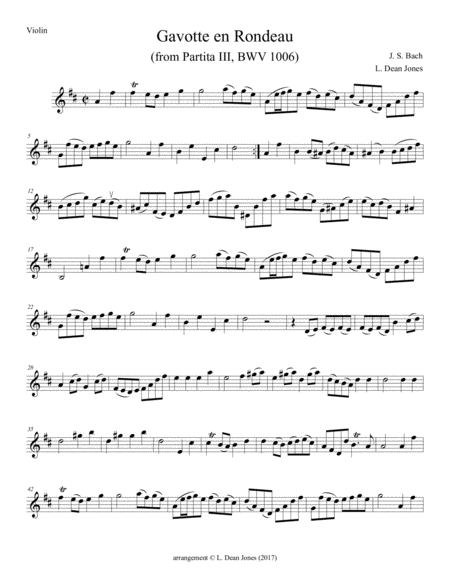 Gavotte En Rondeau From Partita Iii Violin Cello Sheet Music