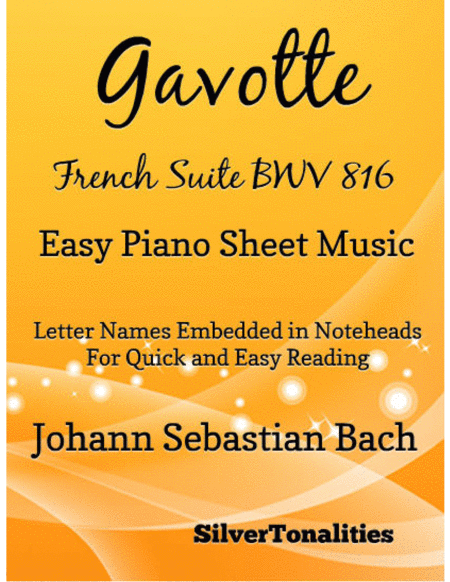 Gavotte French Suite Bwv 816 Easy Piano Sheet Music Sheet Music