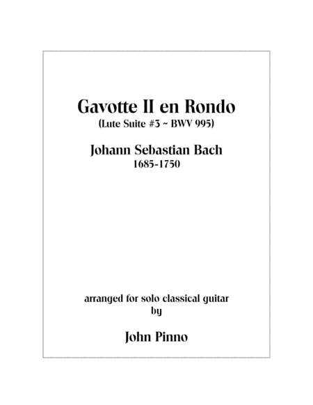 Free Sheet Music Gavotte Ii En Rondo Js Bach Solo Classical Guitar