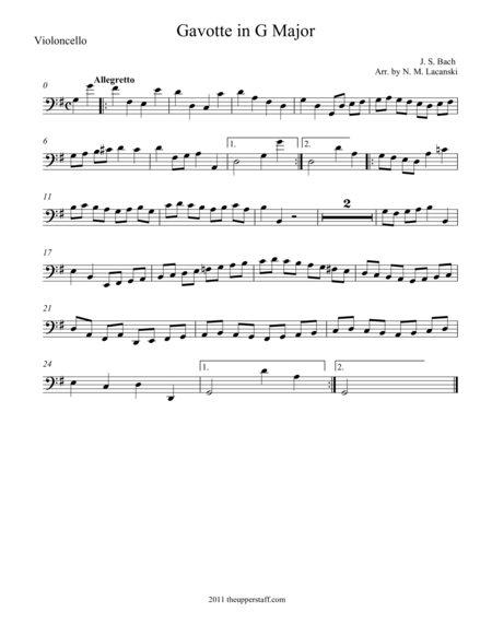 Gavotte In G Major Sheet Music