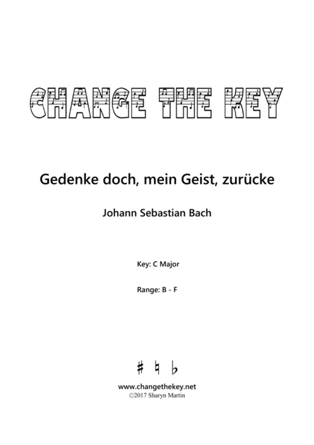 Free Sheet Music Gedenke Doch Mein Geist Zurucke C Major