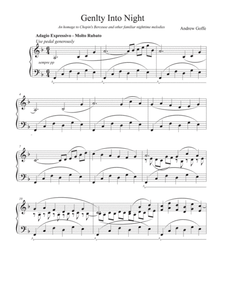 Free Sheet Music Genlty Into Night