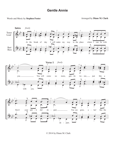 Free Sheet Music Gentle Annie Choral Pricing