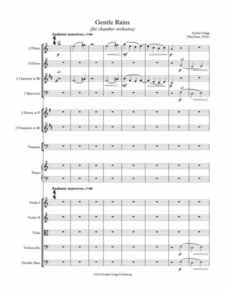 Free Sheet Music Gentle Rains For Chamber Orchestra