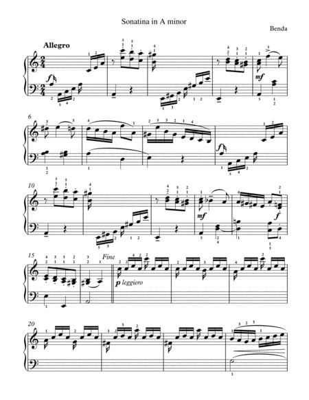 Georg Anton Benda Sonatina In A Minor Complete Version Sheet Music