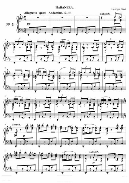 Georges Bizet Carmen Habanera Original Piano Solo Sheet Music