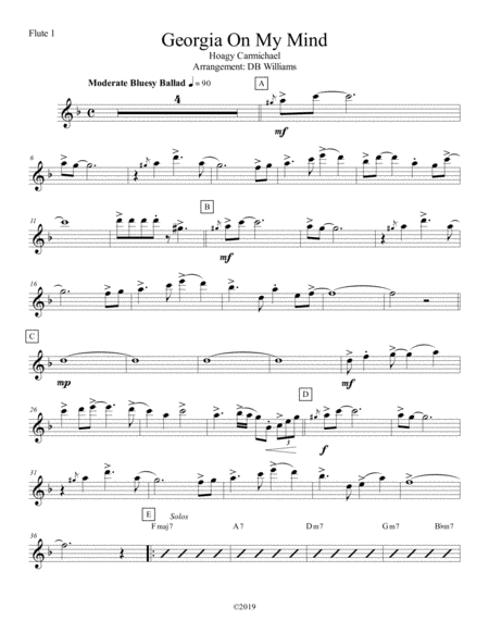 Georgia On My Mind Flute 1 Sheet Music