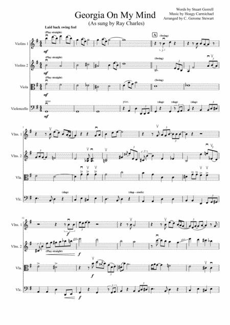 Georgia On My Mind String Quartet Sheet Music