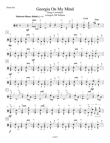 Georgia On My Mind Strings Drum Set Sheet Music