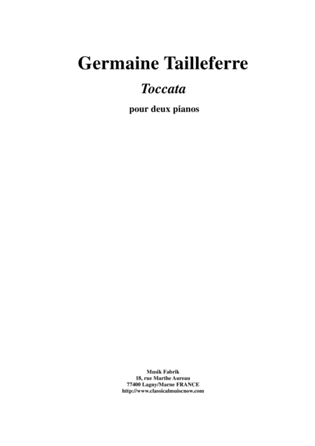 Germaine Tailleferre Toccata For Two Pianos Sheet Music