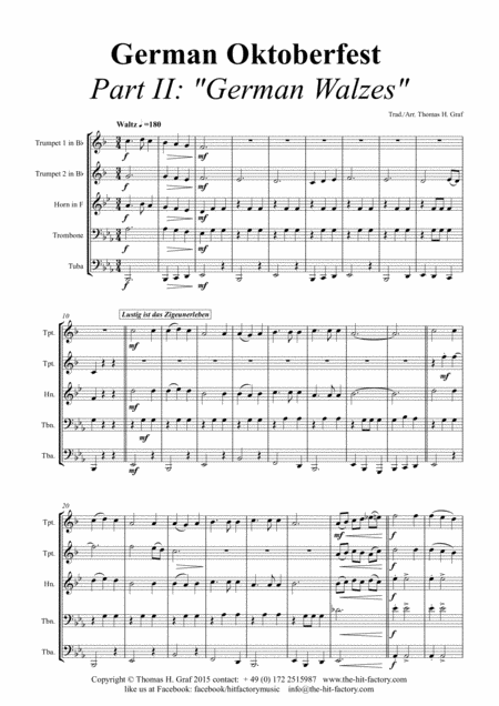 German Oktoberfest Part Ii Walzes Brass Quintet Sheet Music