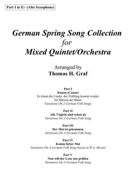 Free Sheet Music German Spring Song Collection 5 Concert Pieces Multiplay Part 1 In Eb