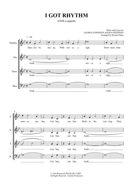 Gershwin I Got Rhythm Satb Sheet Music