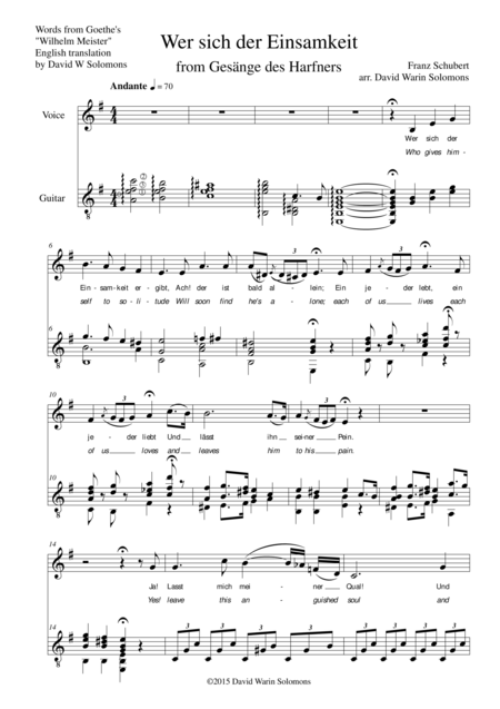 Gesnge Des Harfners Songs Of The Harpist For Low Voice And Guitar Sheet Music