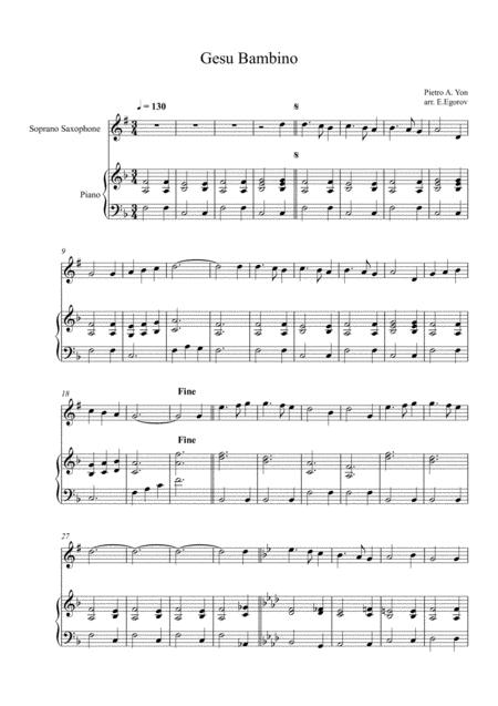 Gesu Bambino The Infant Jesus For Soprano Saxophone Piano Sheet Music