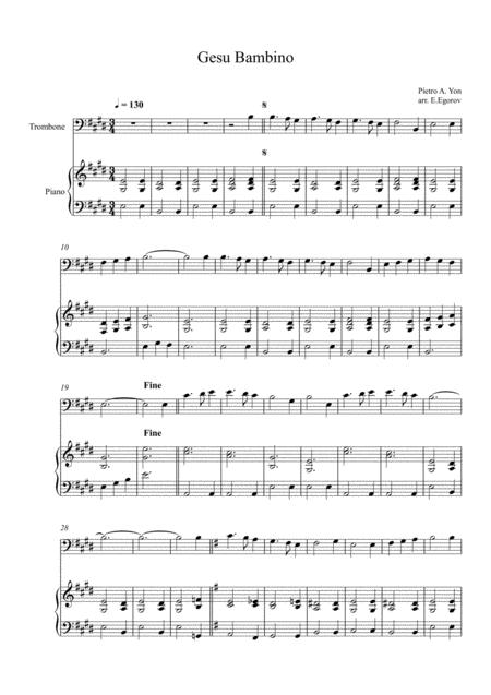 Gesu Bambino The Infant Jesus For Trombone Piano Sheet Music