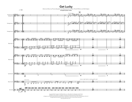 Get Lucky Daft Punk For Percussion Ensemble Sheet Music