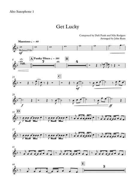 Get Lucky Saxophone Quartet Aatb Sheet Music