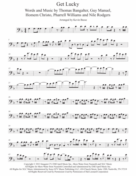 Free Sheet Music Get Lucky Trombone