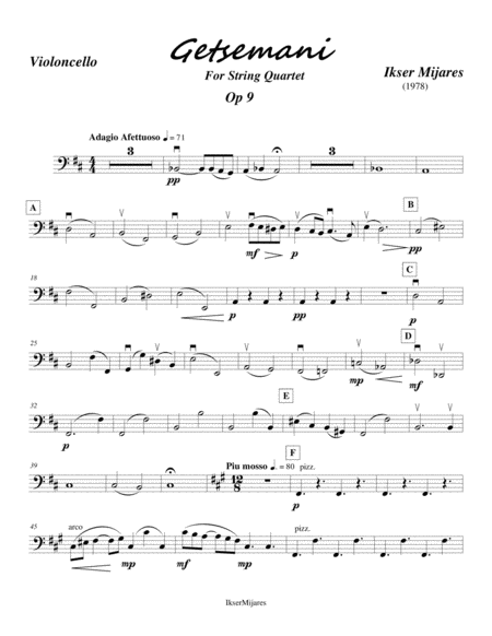 Free Sheet Music Getsemani Op 9 Violoncello