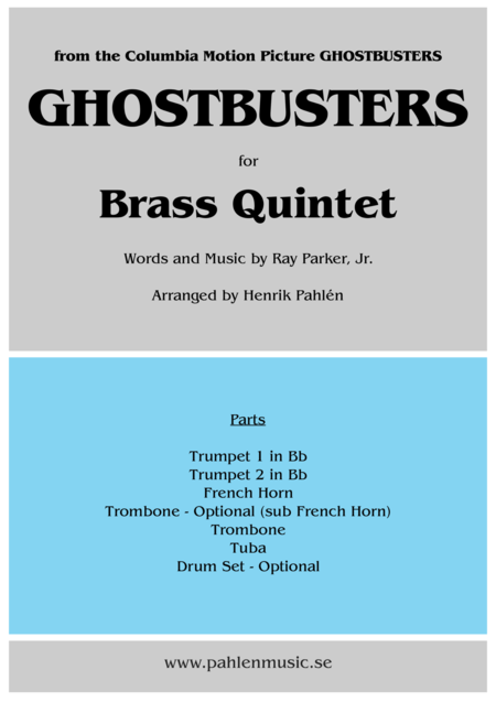 Free Sheet Music Ghostbusters For Brass Quintet