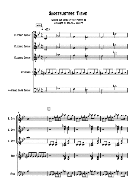 Ghostbusters For Rock Ensemble Sheet Music