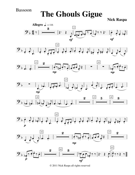 Ghouls Gigue From Three Dances For Halloween Bassoon Part Sheet Music