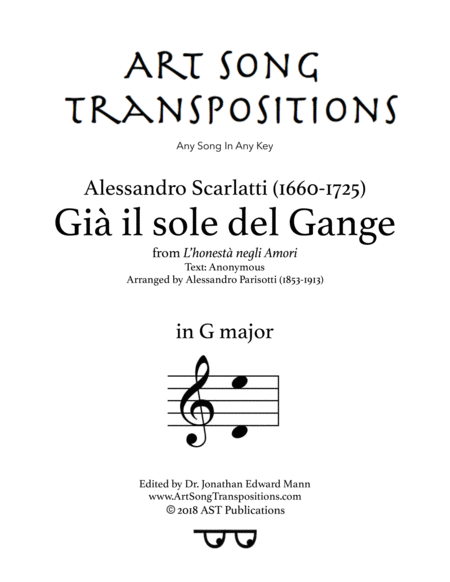 Gi Il Sole Dal Gange G Major Sheet Music