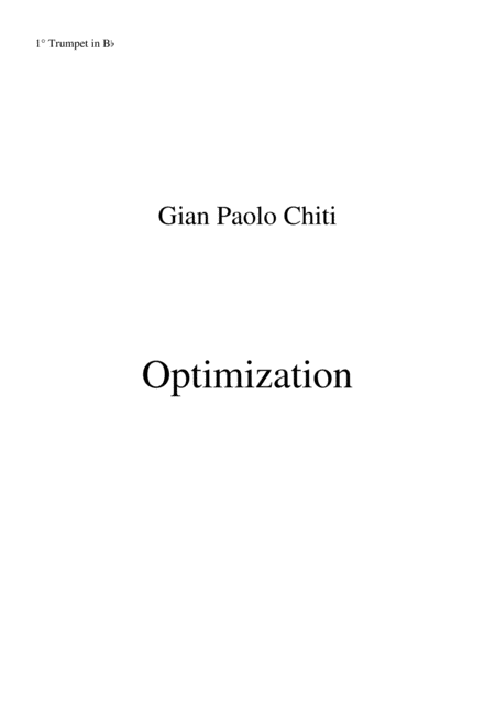 Gian Paolo Chiti Optimisation For Intermediate Concert Band 1st Bb Trumpet Part Sheet Music