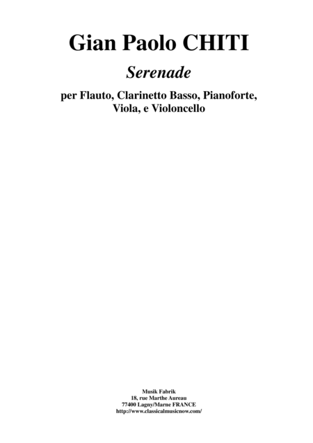 Free Sheet Music Gian Paolo Chiti Serenade For Flute Bass Clarinet Viola Violoncello And Piano