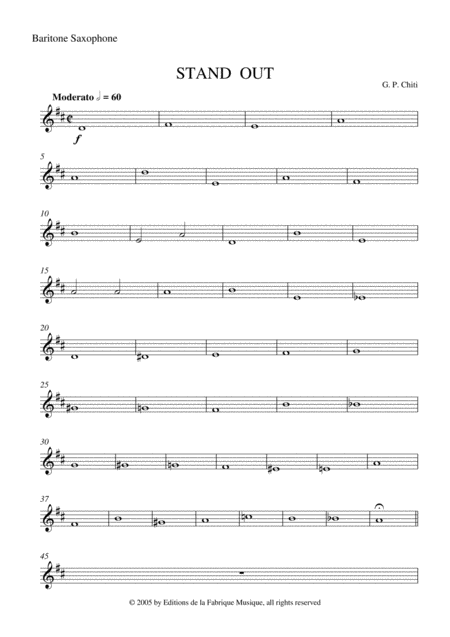 Free Sheet Music Gian Paolo Chiti Standout For Intermediate Concert Band Baritone Saxophone Part