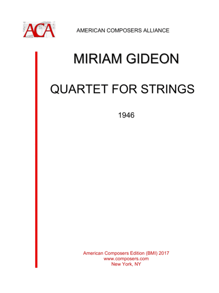 Gideon Quartet For Strings Sheet Music