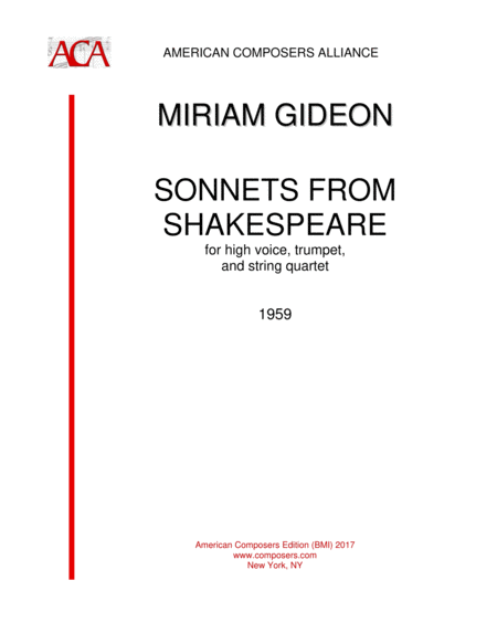 Free Sheet Music Gideon Sonnets From Shakespeare High Voice
